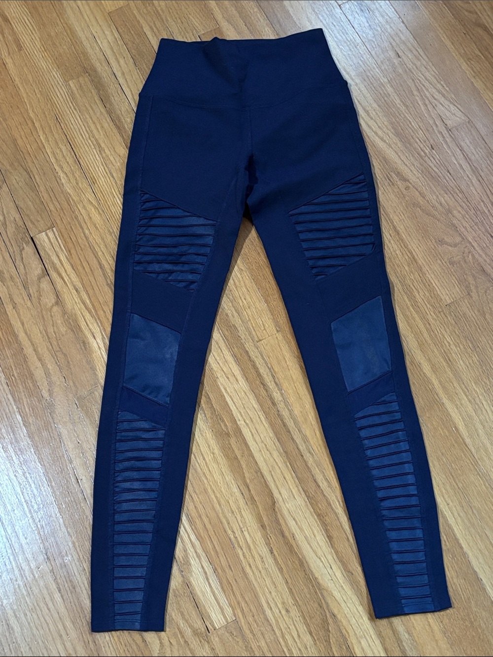 ALO Yoga Navy High-Rise Moto-Panel Leggings